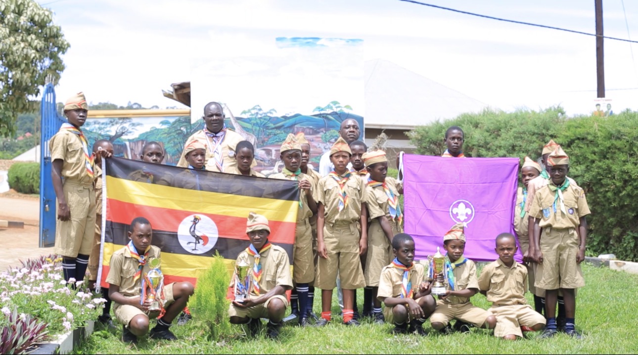 Male Scouts posing for there Assembly 1