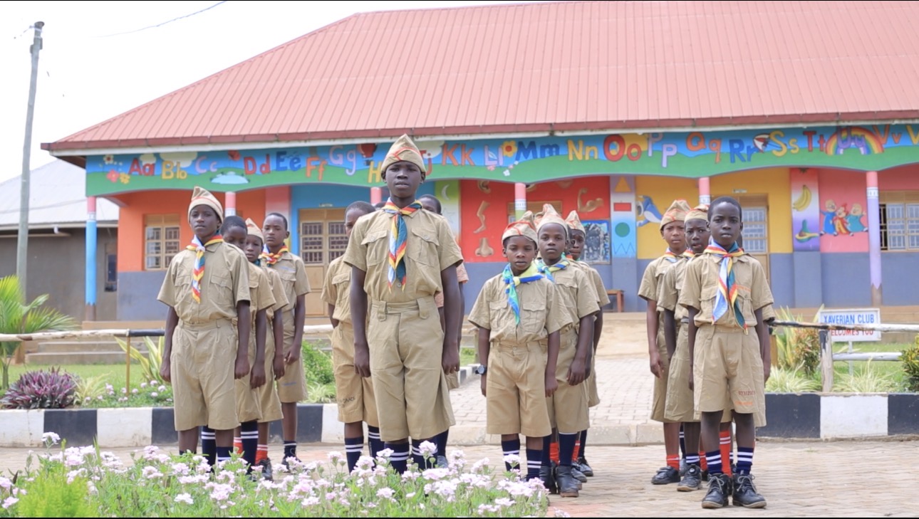 Male Scouts posing for there Assembly 3